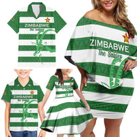 Zimbabwe Rugby Custom Family Matching Off Shoulder Short Dress and Hawaiian Shirt Go Sables Go