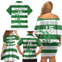 Zimbabwe Rugby Custom Family Matching Off Shoulder Short Dress and Hawaiian Shirt Go Sables Go