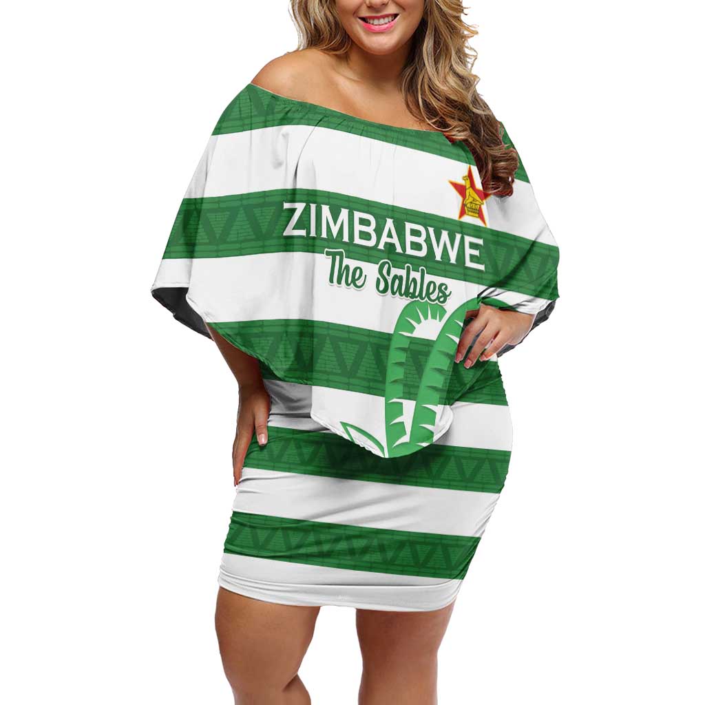 Zimbabwe Rugby Custom Family Matching Off Shoulder Short Dress and Hawaiian Shirt Go Sables Go