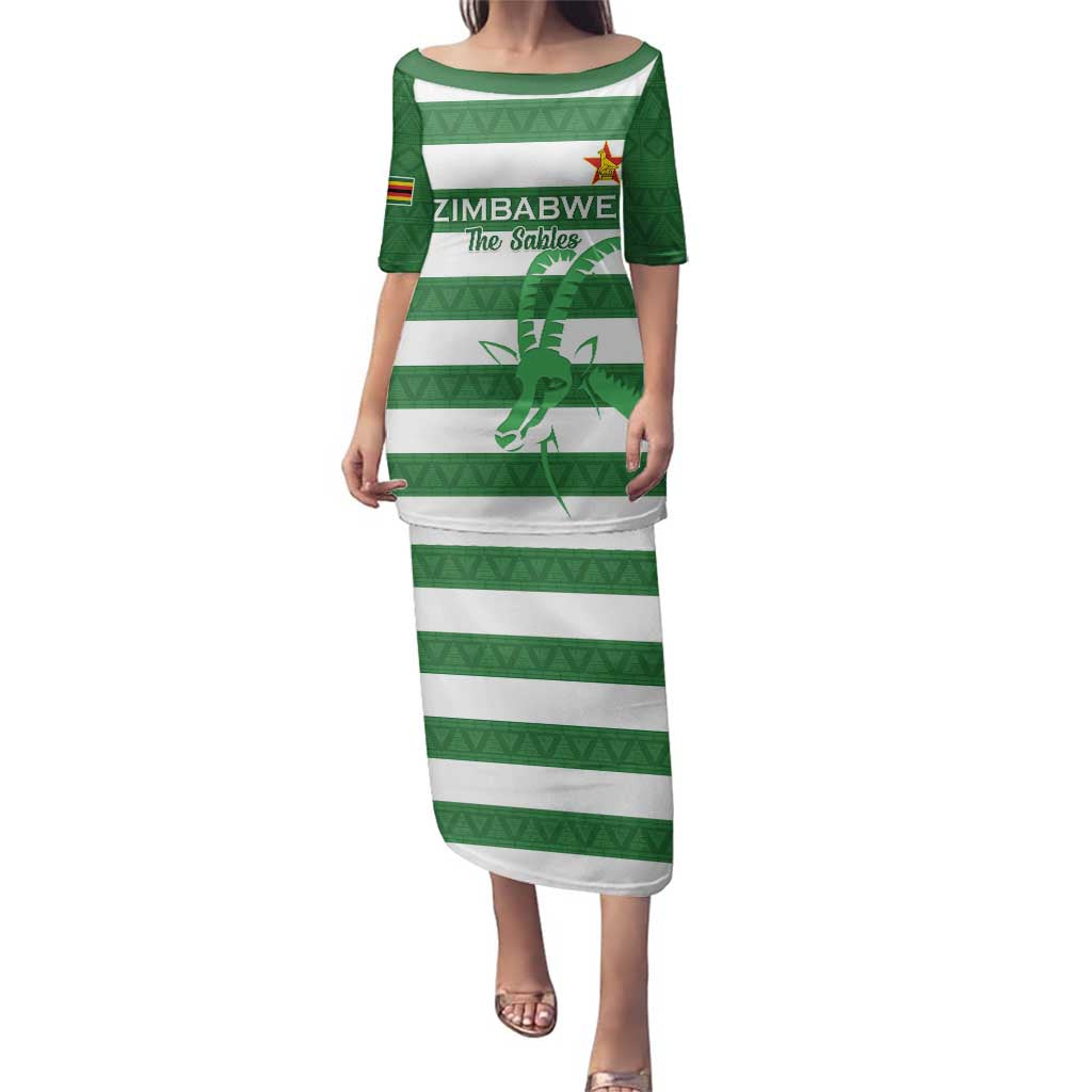 Zimbabwe Rugby Custom Family Matching Puletasi and Hawaiian Shirt Go Sables Go