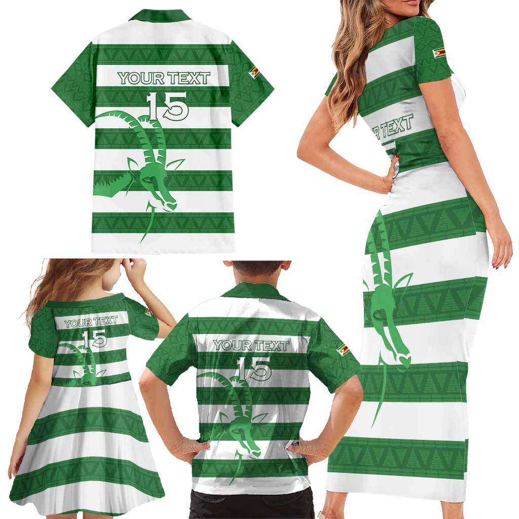 Zimbabwe Rugby Custom Family Matching Short Sleeve Bodycon Dress and Hawaiian Shirt Go Sables Go