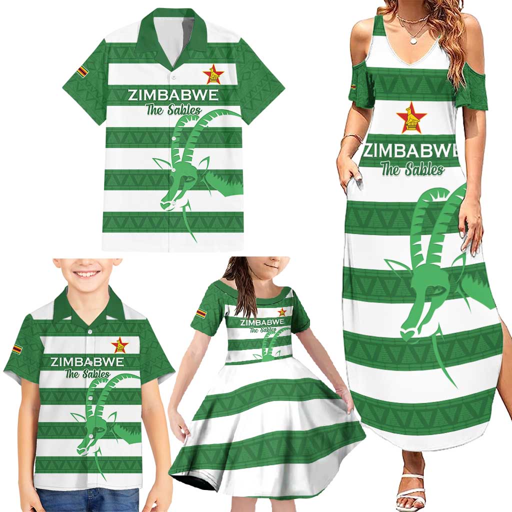 Zimbabwe Rugby Custom Family Matching Summer Maxi Dress and Hawaiian Shirt Go Sables Go