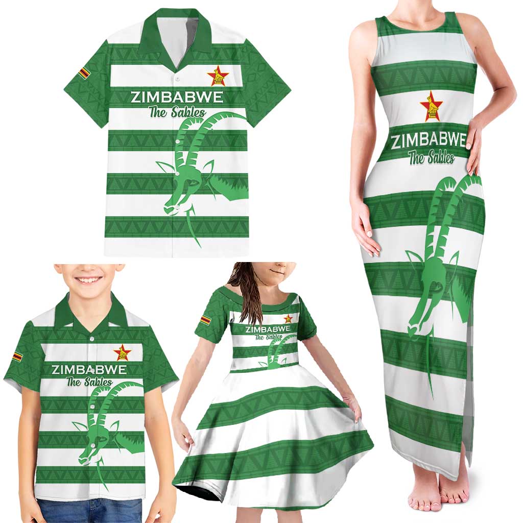 Zimbabwe Rugby Custom Family Matching Tank Maxi Dress and Hawaiian Shirt Go Sables Go