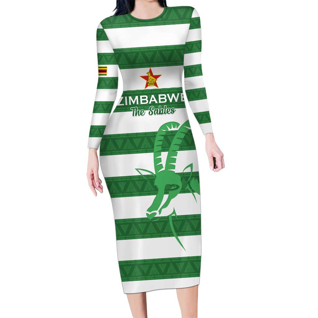 Zimbabwe Rugby Custom Long Sleeve Bodycon Dress Go Sables Go