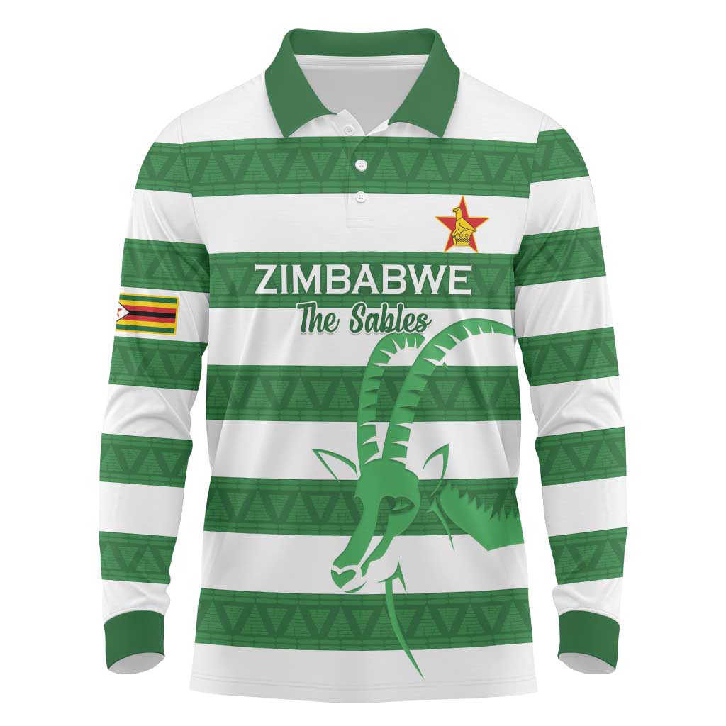 Zimbabwe Rugby Custom Long Sleeve Polo Shirt Go Sables Go
