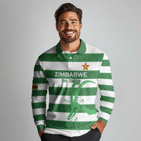 Zimbabwe Rugby Custom Long Sleeve Polo Shirt Go Sables Go