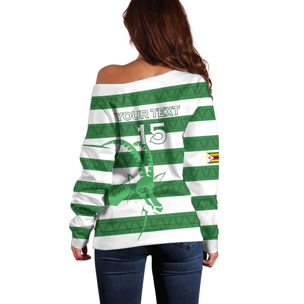 Zimbabwe Rugby Custom Off Shoulder Sweater Go Sables Go