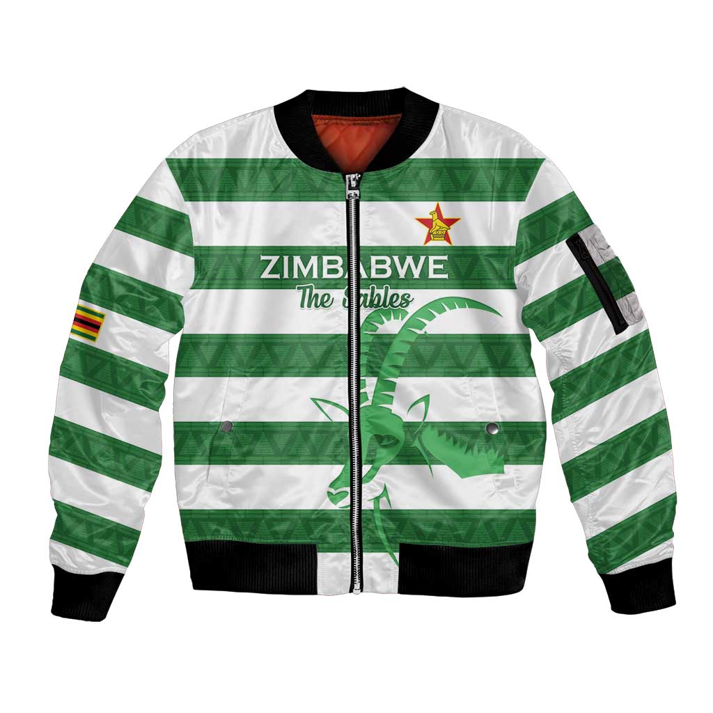 Zimbabwe Rugby Custom Sleeve Zip Bomber Jacket Go Sables Go
