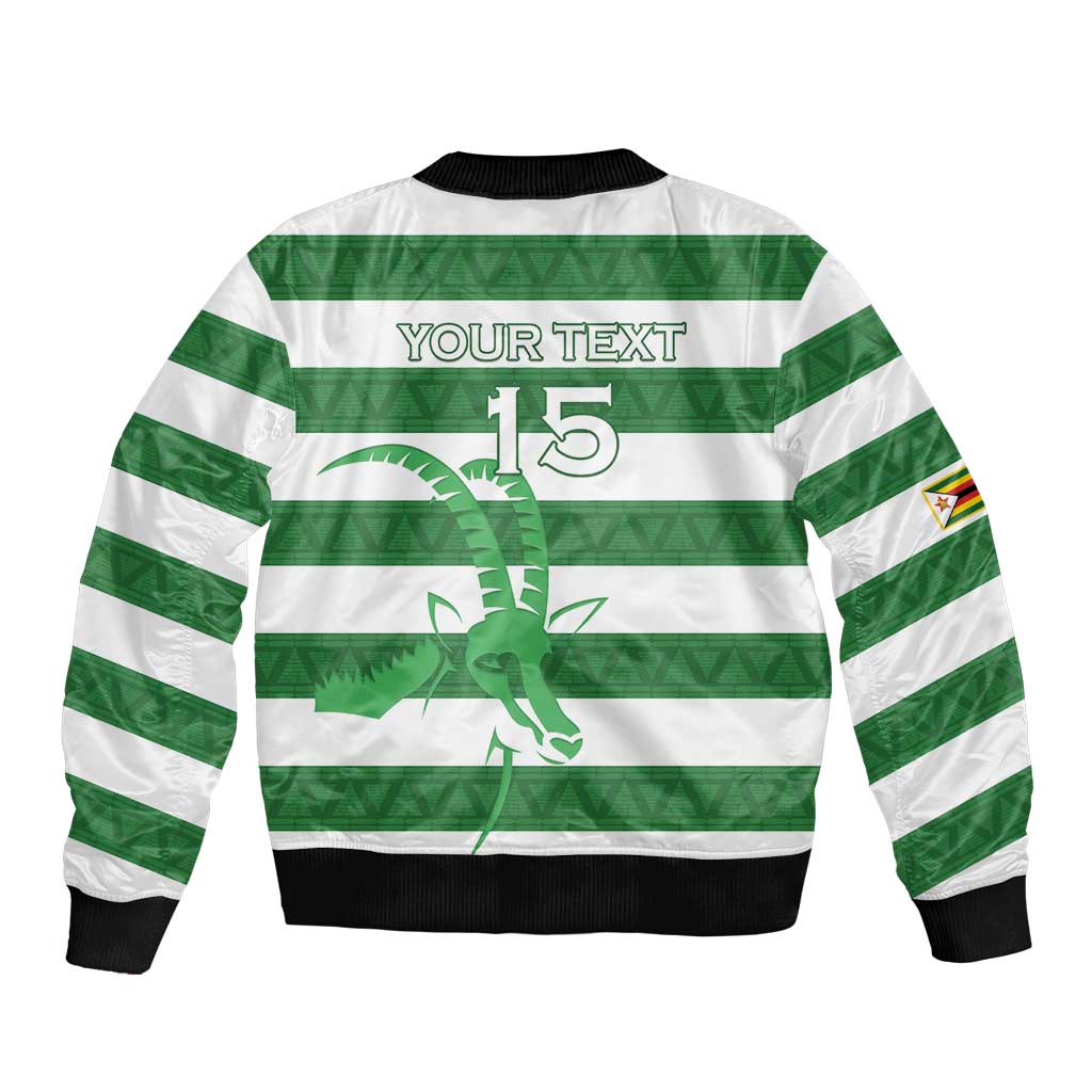 Zimbabwe Rugby Custom Sleeve Zip Bomber Jacket Go Sables Go