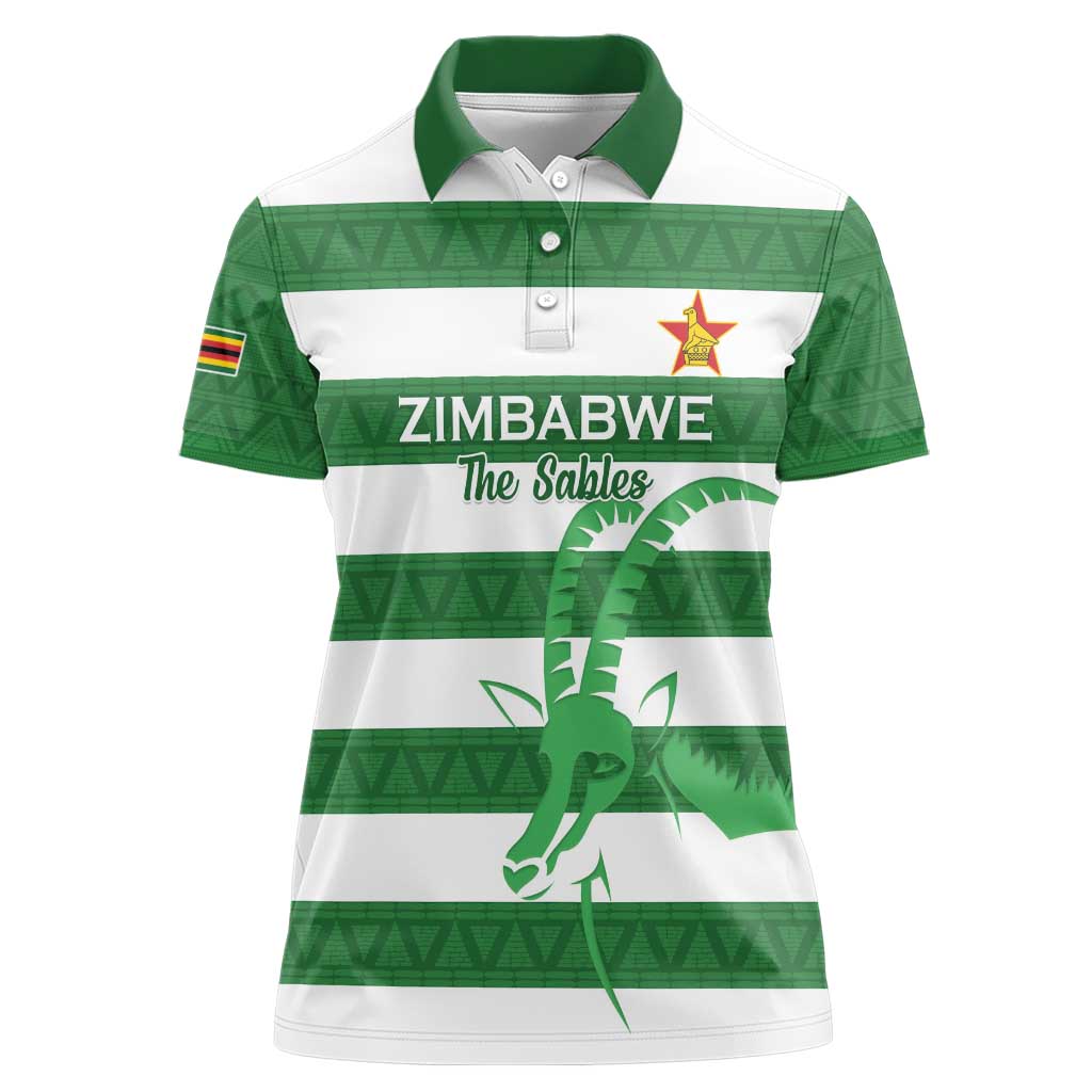 Zimbabwe Rugby Custom Women Polo Shirt Go Sables Go