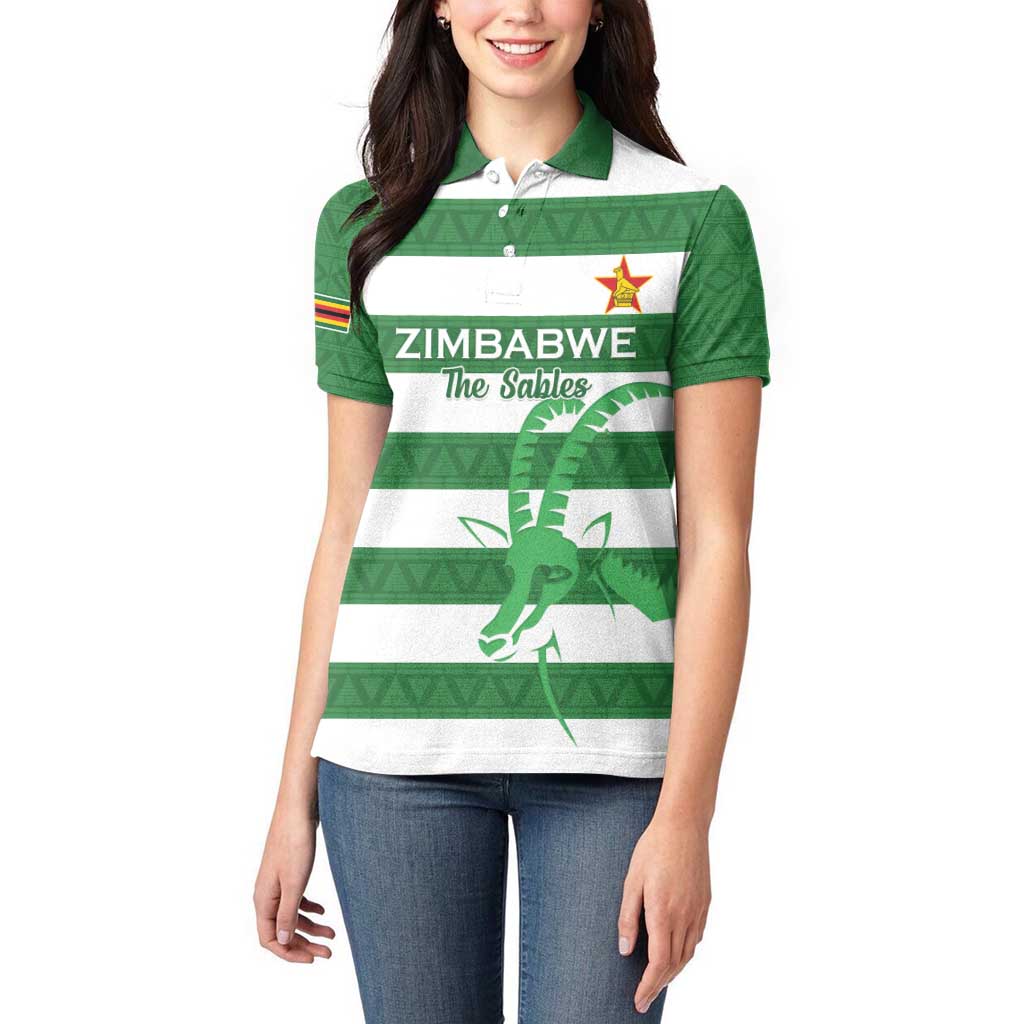 Zimbabwe Rugby Custom Women Polo Shirt Go Sables Go