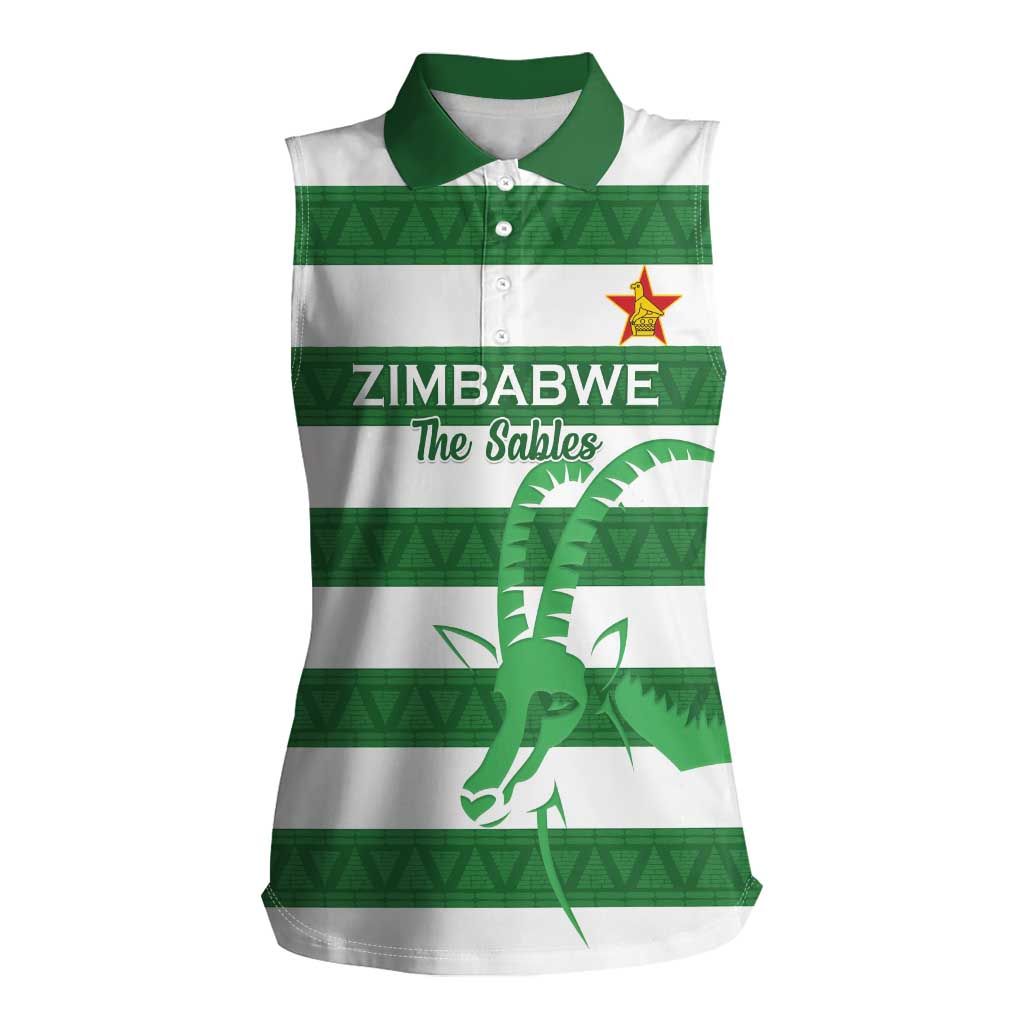 Zimbabwe Rugby Custom Women Sleeveless Polo Shirt Go Sables Go