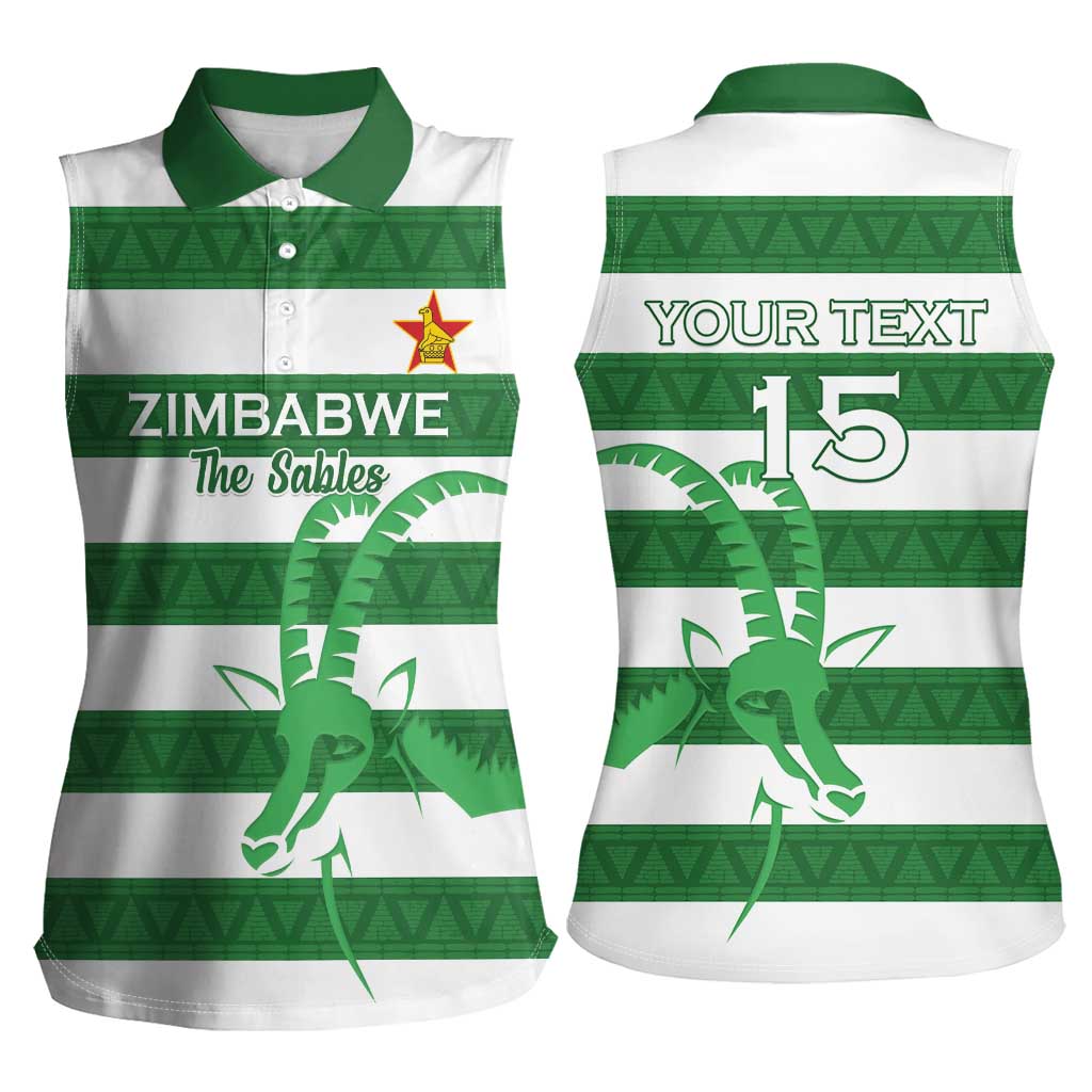 Zimbabwe Rugby Custom Women Sleeveless Polo Shirt Go Sables Go