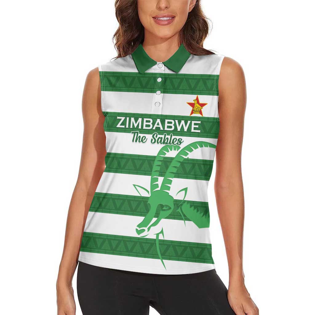 Zimbabwe Rugby Custom Women Sleeveless Polo Shirt Go Sables Go