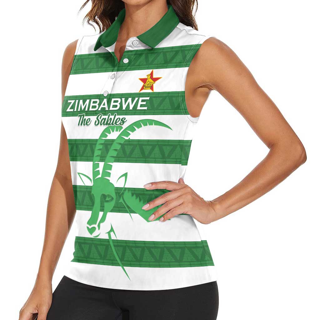 Zimbabwe Rugby Custom Women Sleeveless Polo Shirt Go Sables Go