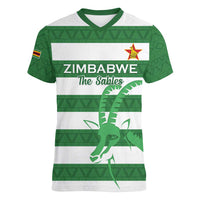 Zimbabwe Rugby Custom Women V-Neck T-Shirt Go Sables Go