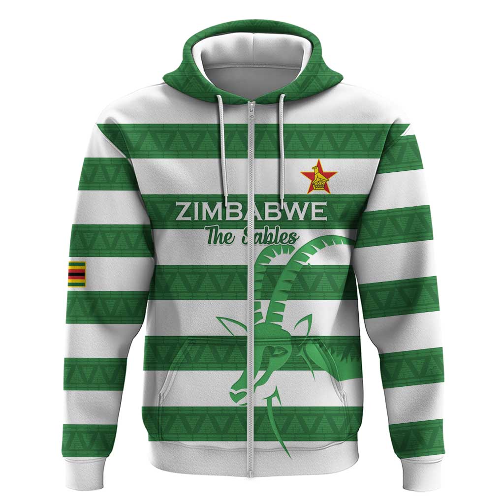 Zimbabwe Rugby Custom Zip Hoodie Go Sables Go