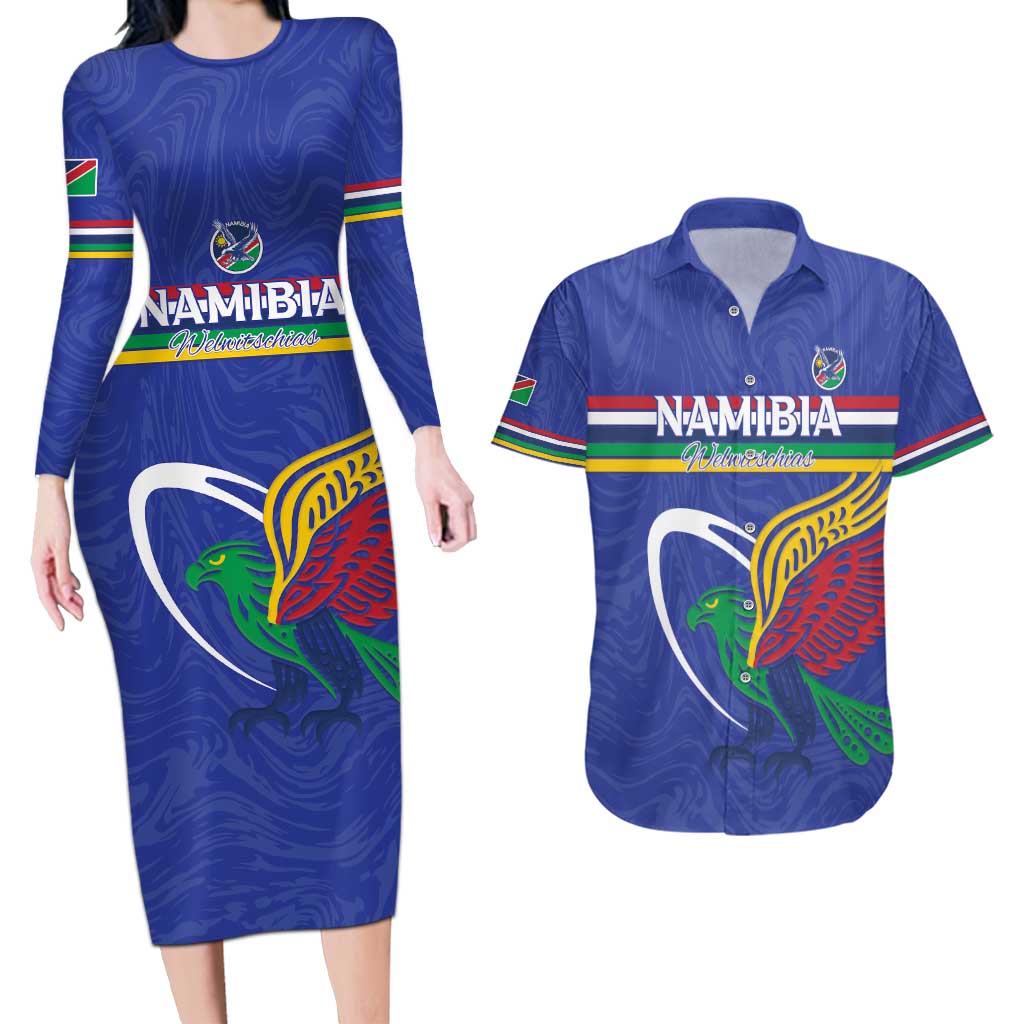 Namibia Rugby Custom Couples Matching Long Sleeve Bodycon Dress and Hawaiian Shirt Go Welwitschias