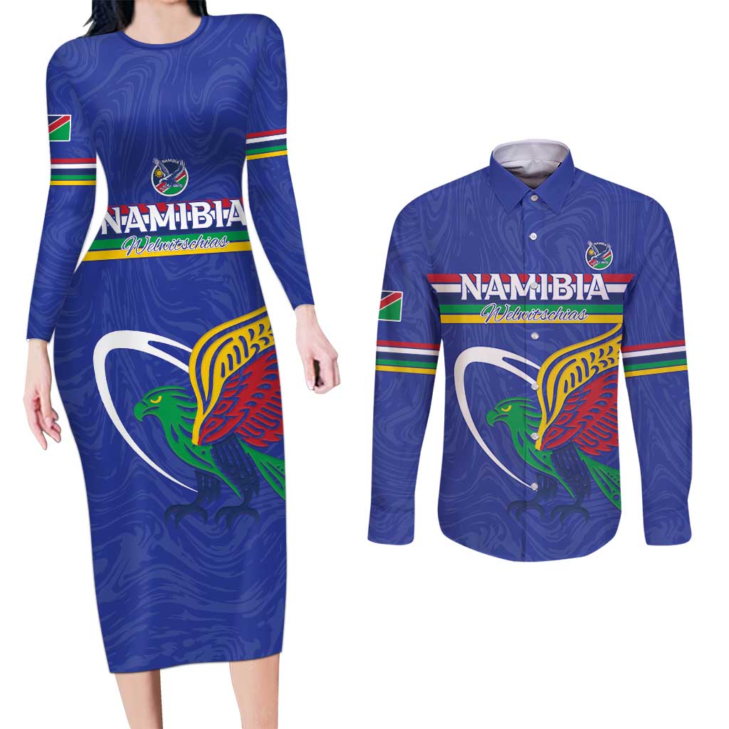 Namibia Rugby Custom Couples Matching Long Sleeve Bodycon Dress and Long Sleeve Button Shirt Go Welwitschias