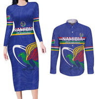 Namibia Rugby Custom Couples Matching Long Sleeve Bodycon Dress and Long Sleeve Button Shirt Go Welwitschias