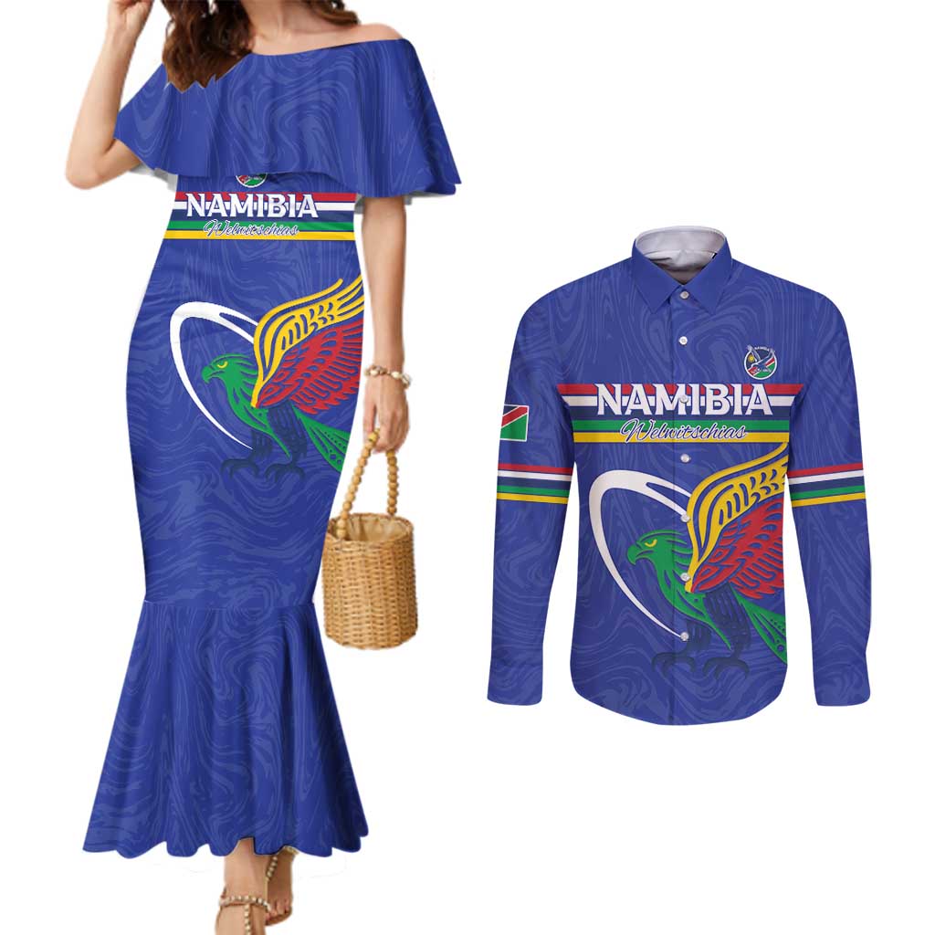 Namibia Rugby Custom Couples Matching Mermaid Dress and Long Sleeve Button Shirt Go Welwitschias