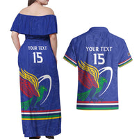 Namibia Rugby Custom Couples Matching Off Shoulder Maxi Dress and Hawaiian Shirt Go Welwitschias