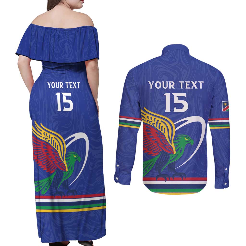 Namibia Rugby Custom Couples Matching Off Shoulder Maxi Dress and Long Sleeve Button Shirt Go Welwitschias