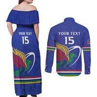 Namibia Rugby Custom Couples Matching Off Shoulder Maxi Dress and Long Sleeve Button Shirt Go Welwitschias