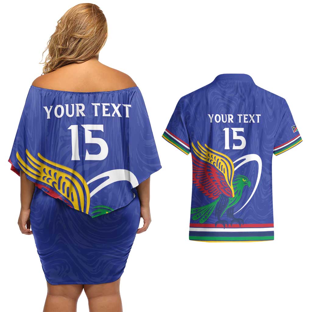 Namibia Rugby Custom Couples Matching Off Shoulder Short Dress and Hawaiian Shirt Go Welwitschias