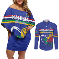 Namibia Rugby Custom Couples Matching Off Shoulder Short Dress and Long Sleeve Button Shirt Go Welwitschias