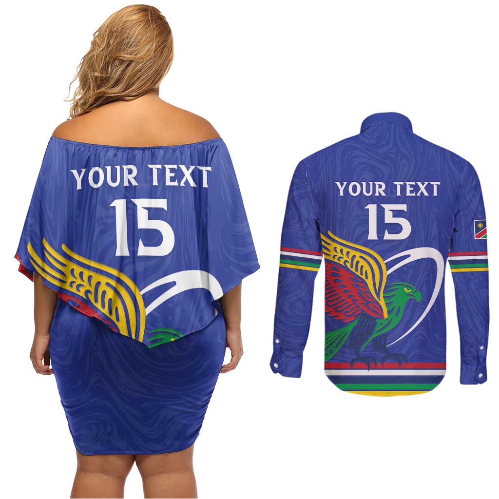 Namibia Rugby Custom Couples Matching Off Shoulder Short Dress and Long Sleeve Button Shirt Go Welwitschias