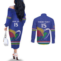 Namibia Rugby Custom Couples Matching Off The Shoulder Long Sleeve Dress and Long Sleeve Button Shirt Go Welwitschias