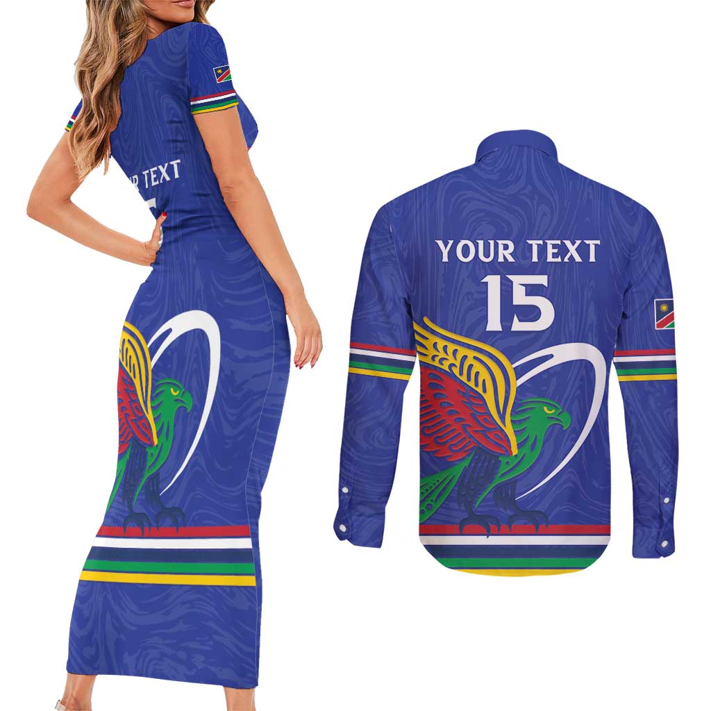 Namibia Rugby Custom Couples Matching Short Sleeve Bodycon Dress and Long Sleeve Button Shirt Go Welwitschias