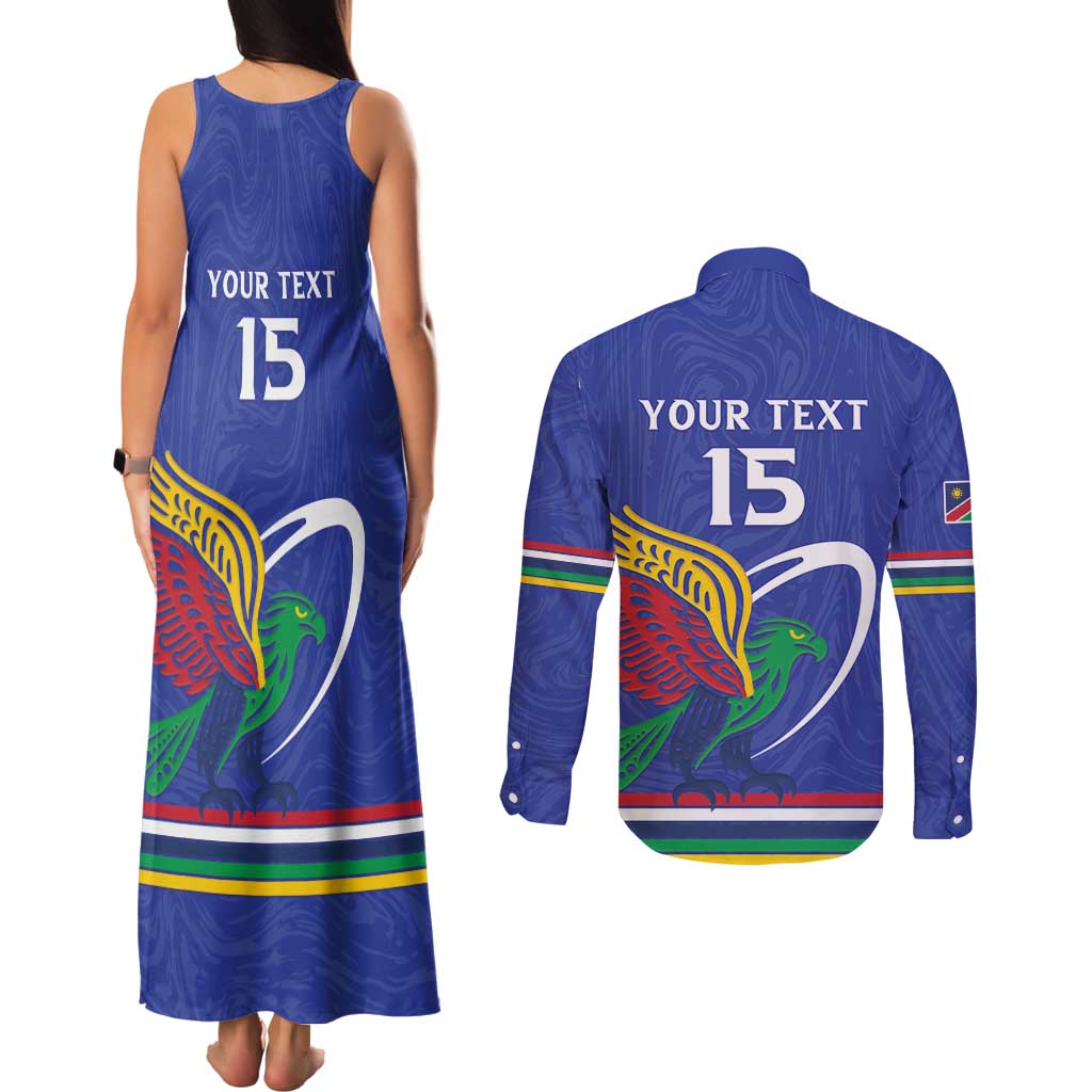 Namibia Rugby Custom Couples Matching Tank Maxi Dress and Long Sleeve Button Shirt Go Welwitschias