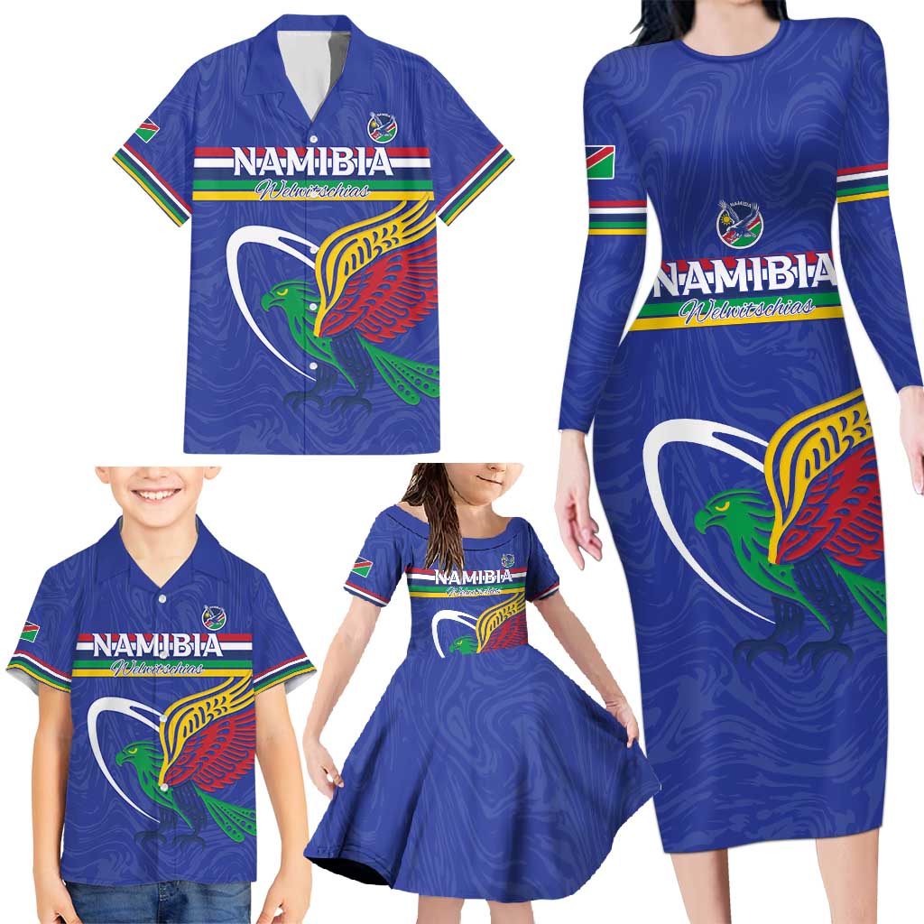 Namibia Rugby Custom Family Matching Long Sleeve Bodycon Dress and Hawaiian Shirt Go Welwitschias