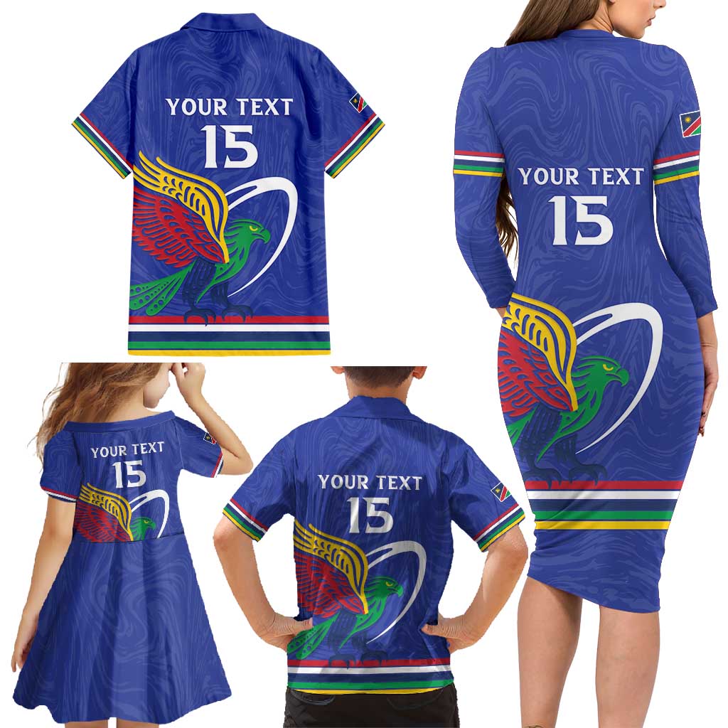 Namibia Rugby Custom Family Matching Long Sleeve Bodycon Dress and Hawaiian Shirt Go Welwitschias