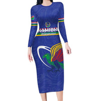 Namibia Rugby Custom Family Matching Long Sleeve Bodycon Dress and Hawaiian Shirt Go Welwitschias