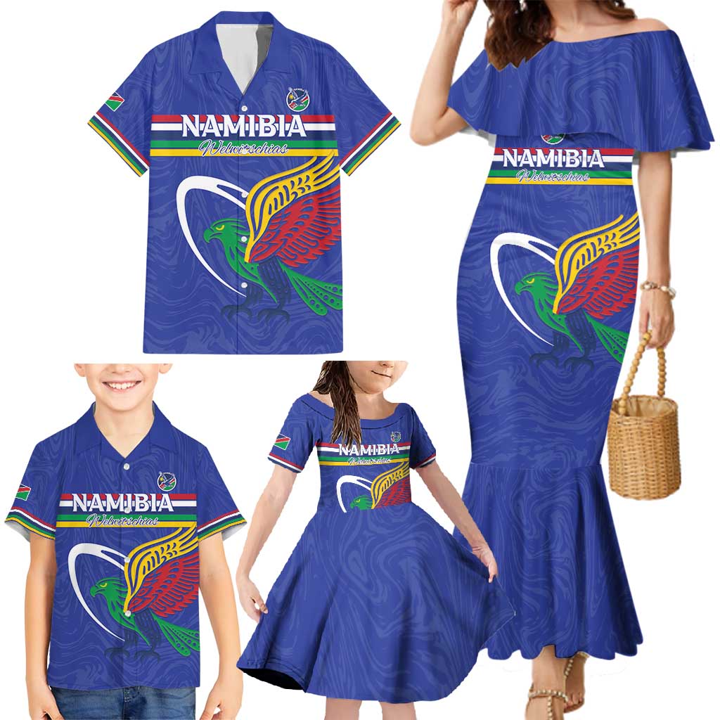 Namibia Rugby Custom Family Matching Mermaid Dress and Hawaiian Shirt Go Welwitschias