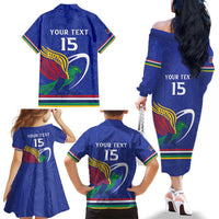 Namibia Rugby Custom Family Matching Off The Shoulder Long Sleeve Dress and Hawaiian Shirt Go Welwitschias