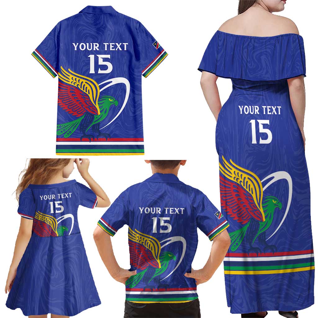 Namibia Rugby Custom Family Matching Off Shoulder Maxi Dress and Hawaiian Shirt Go Welwitschias