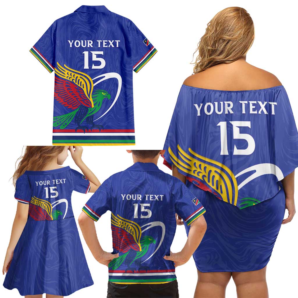 Namibia Rugby Custom Family Matching Off Shoulder Short Dress and Hawaiian Shirt Go Welwitschias