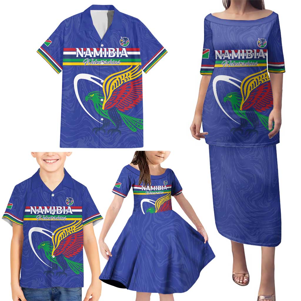Namibia Rugby Custom Family Matching Puletasi and Hawaiian Shirt Go Welwitschias