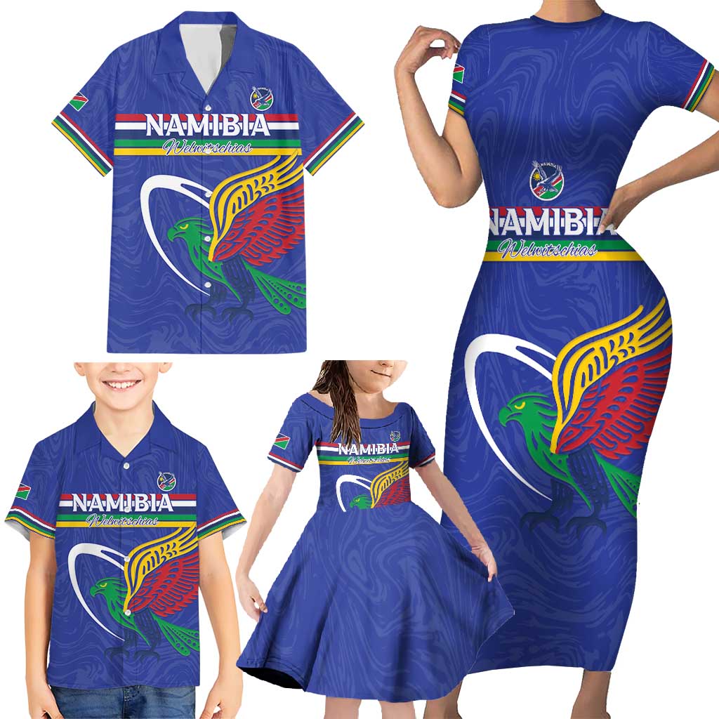 Namibia Rugby Custom Family Matching Short Sleeve Bodycon Dress and Hawaiian Shirt Go Welwitschias