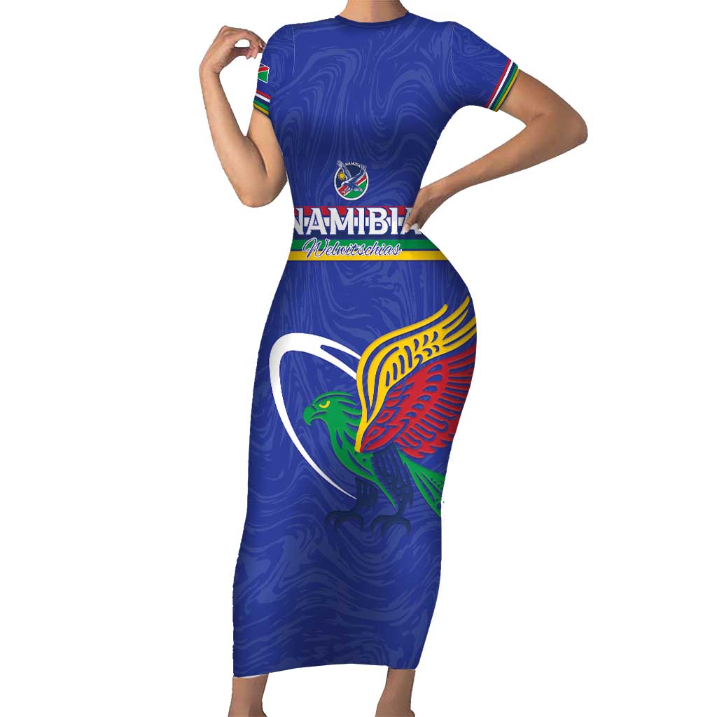 Namibia Rugby Custom Family Matching Short Sleeve Bodycon Dress and Hawaiian Shirt Go Welwitschias
