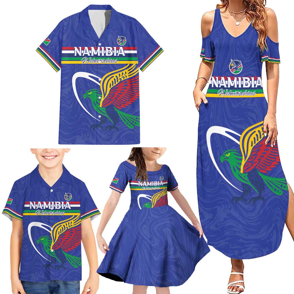 Namibia Rugby Custom Family Matching Summer Maxi Dress and Hawaiian Shirt Go Welwitschias