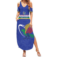 Namibia Rugby Custom Family Matching Summer Maxi Dress and Hawaiian Shirt Go Welwitschias