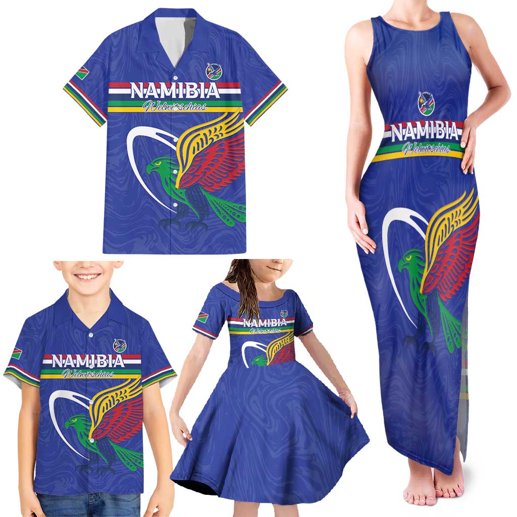 Namibia Rugby Custom Family Matching Tank Maxi Dress and Hawaiian Shirt Go Welwitschias