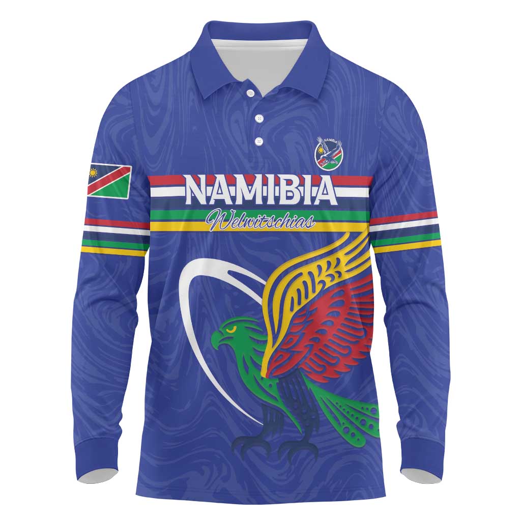 Namibia Rugby Custom Long Sleeve Polo Shirt Go Welwitschias