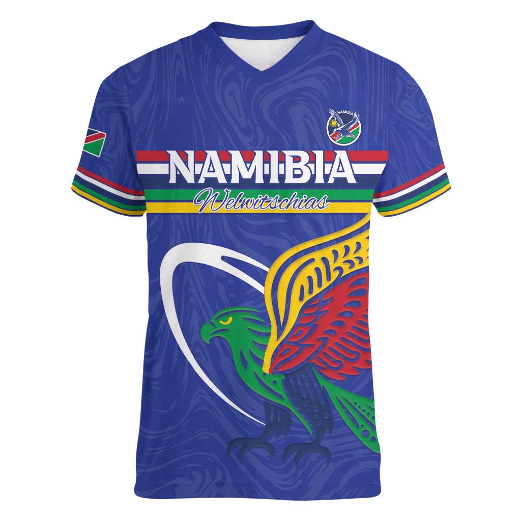 Namibia Rugby Custom Women V-Neck T-Shirt Go Welwitschias