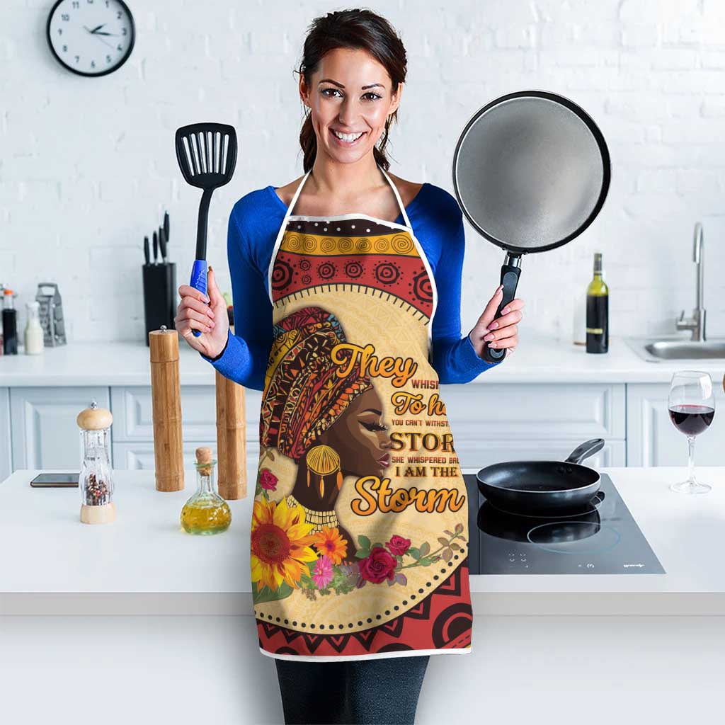 Black History Month Apron African Woman Afro I Am The Storm - Wonder Print Shop